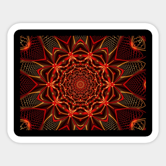 Red and gold mandala Sticker by Edward L. Anderson 